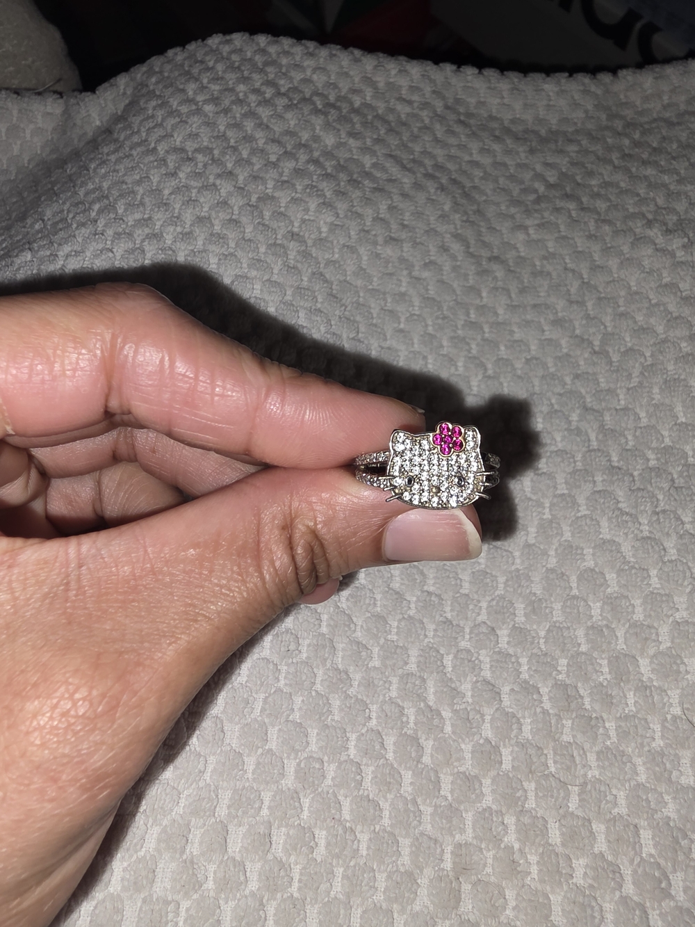 Authentic Sanrio Hello Kitty Diamonique 925 Sterling Silver CZ Ring